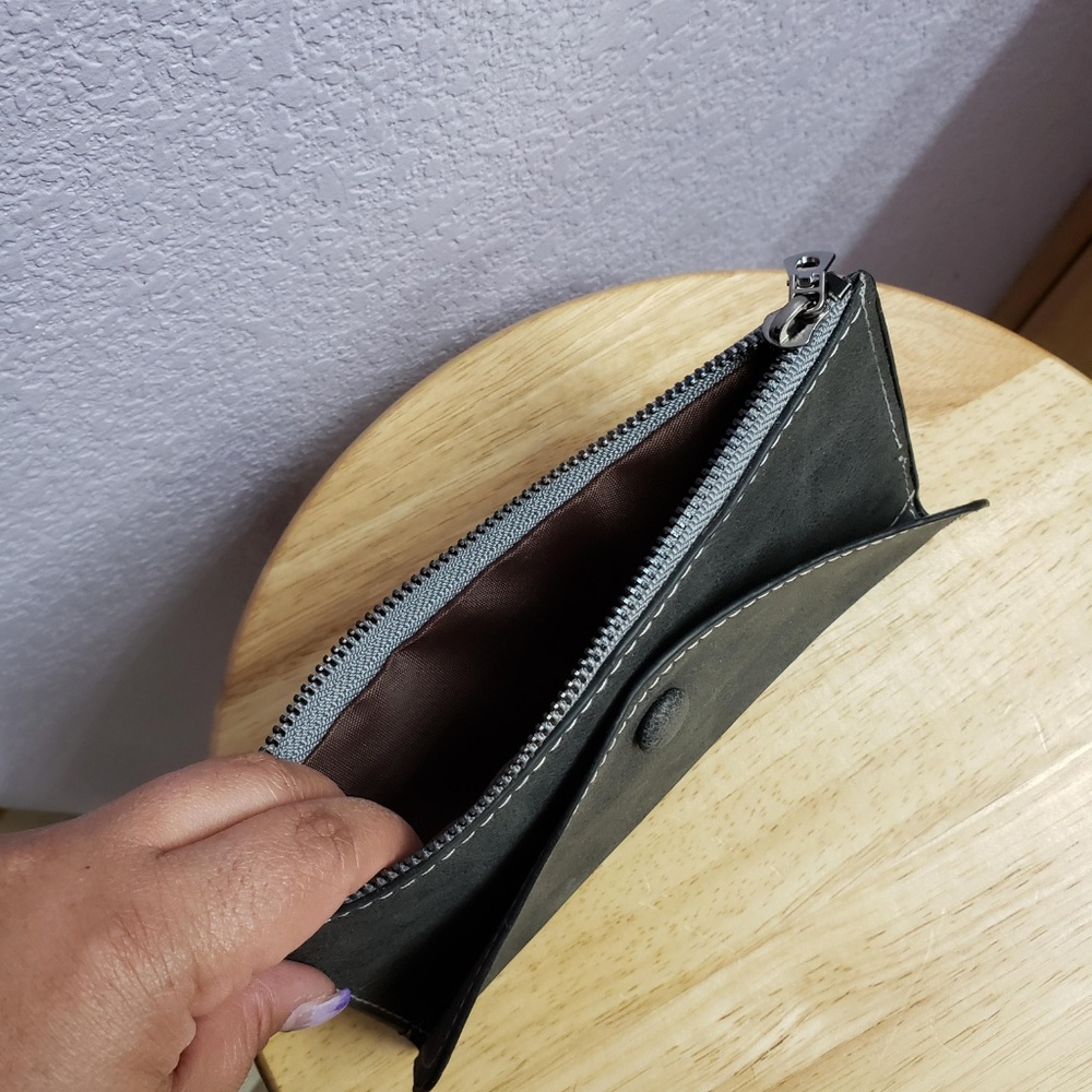 Slim faux suede wallet - dark grey - Picture 4 of 6